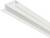 Biała, prostokątna listwa aluminiowo-szklana do uszczelnienia i zasłonięcia szkła w przegrodach prysznicowych, przedstawiona w widoku skośnym.