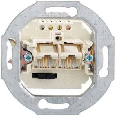 Podwójne gniazdo sieciowe RJ45, zintegrowane w metalowej ramce naściennej. Przeznaczone do okablowania sieci LAN.