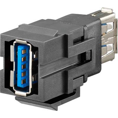Czarny adapter wtykowy USB 3.0 z niebieskimi stykami, ukazujący złącza do przesyłu danych.