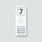 Biała instalacja domofonowa z dużym wyświetlaczem '7', poniżej głośnik i kilka przycisków dzwonkowych.