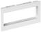 Prostokątna, biała rama z tworzywa sztucznego z prostokątnym otworem pośrodku, prawdopodobnie przeznaczona do wentylacji lub dekoracji.
