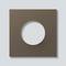 Brązowy kwadrat z okrągłym wycięciem pośrodku na jasnoszarym tle.