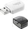 Biały adapter USB z czarną osłoną obok