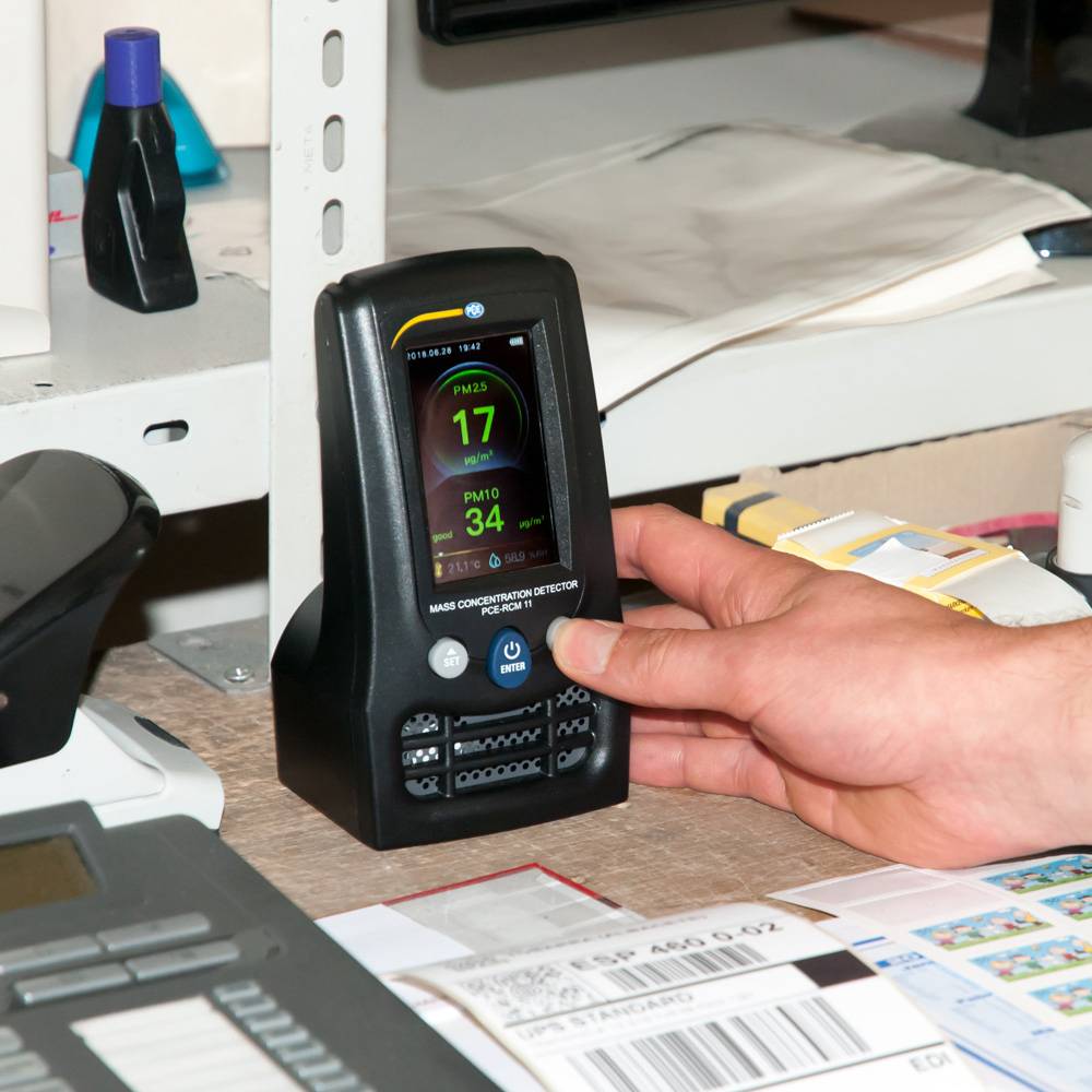 Вимірювач частинок PCE Instruments: вологість, температура, дрібний пил, повітряні частинки, функція вимірювання температури, USB-