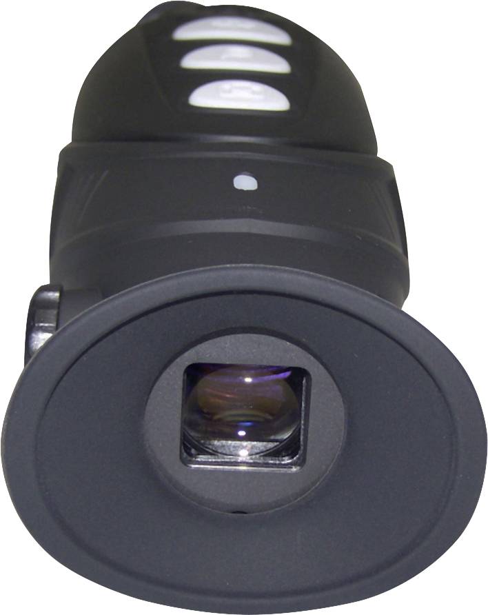 Czarna kamera z kilkoma przyciskami na górze i dużym obiektywem z przodu.