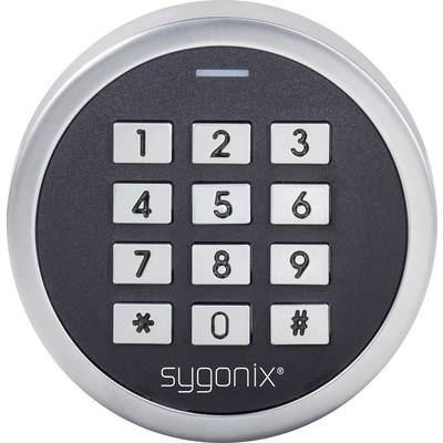 Czarna klawiatura numeryczna z dwunastoma klawiszami, numerycznymi 1-9, 0, gwiazdką i kratką. Srebrna ramka. Tekst 'sygonix' u dołu.