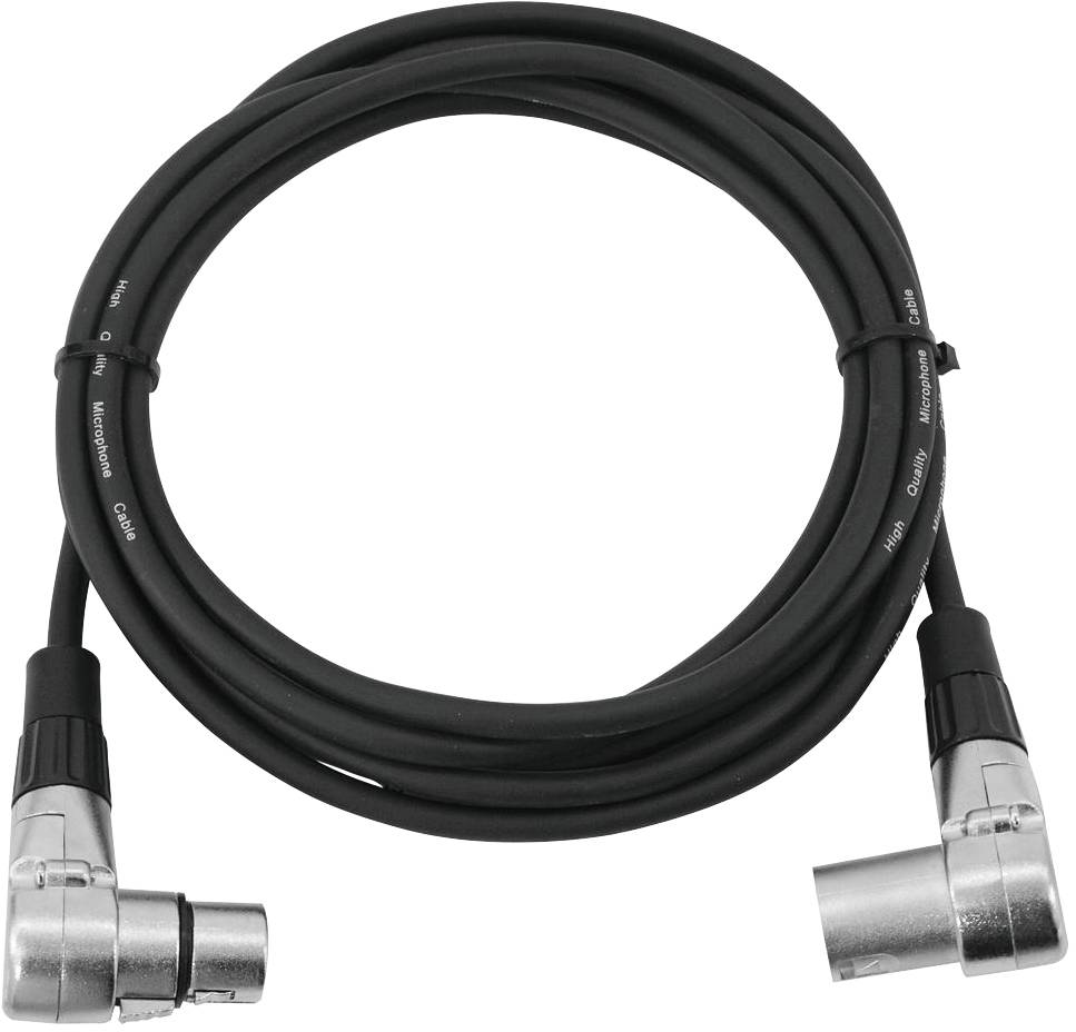 Czarny kabel audio z wtyczkami XLR na obu końcach jest ułożony w pętlę.