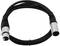 Czarny kabel XLR z wtyczką męską i żeńską na końcach, odpowiedni do połączeń audio i mikrofonów.