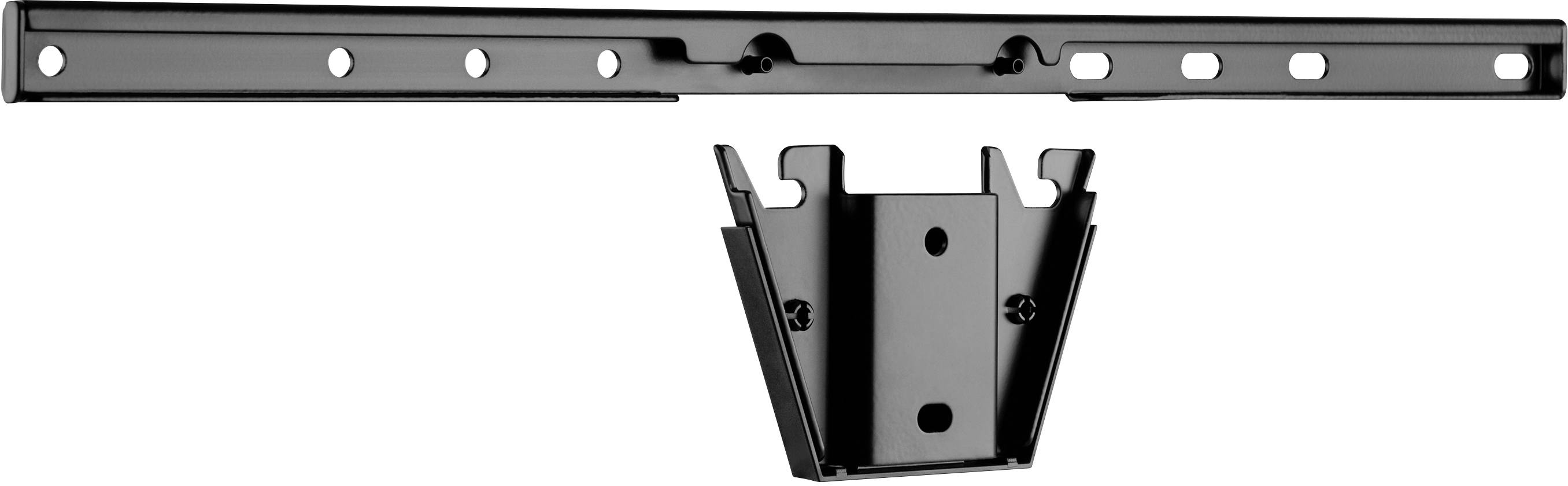 Czarna podstawa do mocowania telewizora na ścianie, składająca się z długiej szyny poziomej oraz krótszej szyny pionowej.