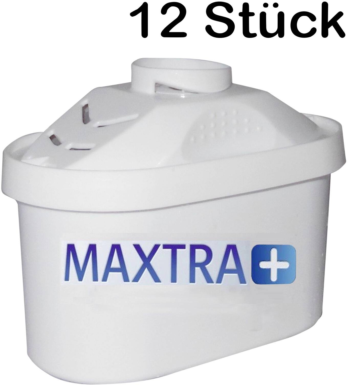 Filtr wody marki Maxtra+ z oznaczeniem '12 sztuk'.