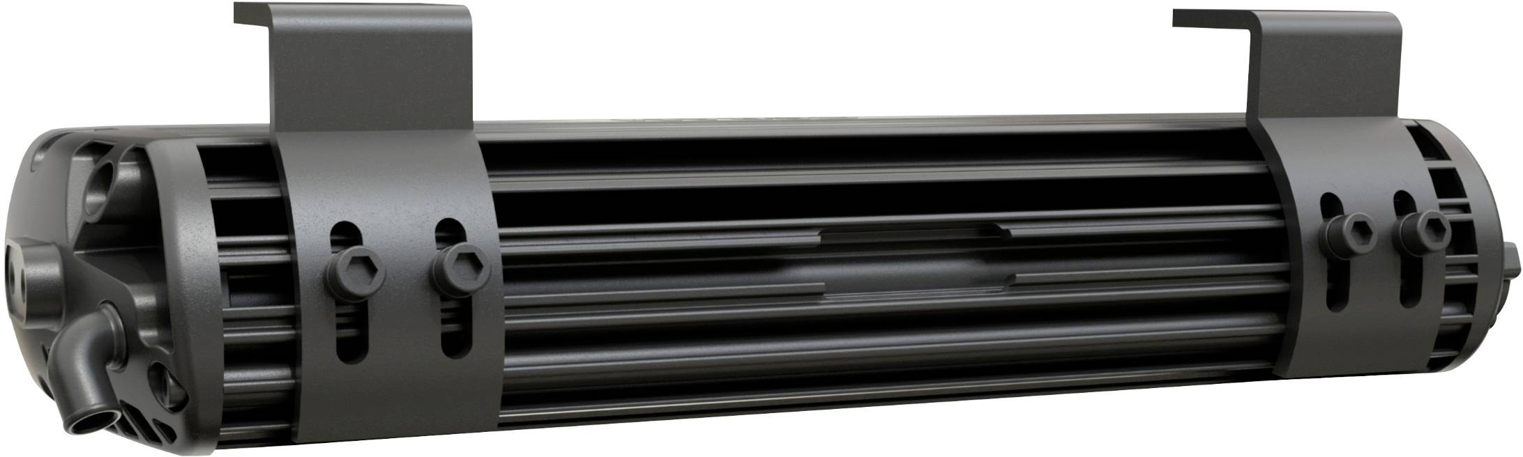 Wymiennik ciepła z cylindryczną obudową i wieloma przyłączami; służy do wydajnej wymiany ciepła w zastosowaniach przemysłowych.