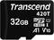 Karta microSD Transcend 420T o pojemności 32 GB, z klasami prędkości U1, A1 i V10, odpowiednia do multimediów i aplikacji.