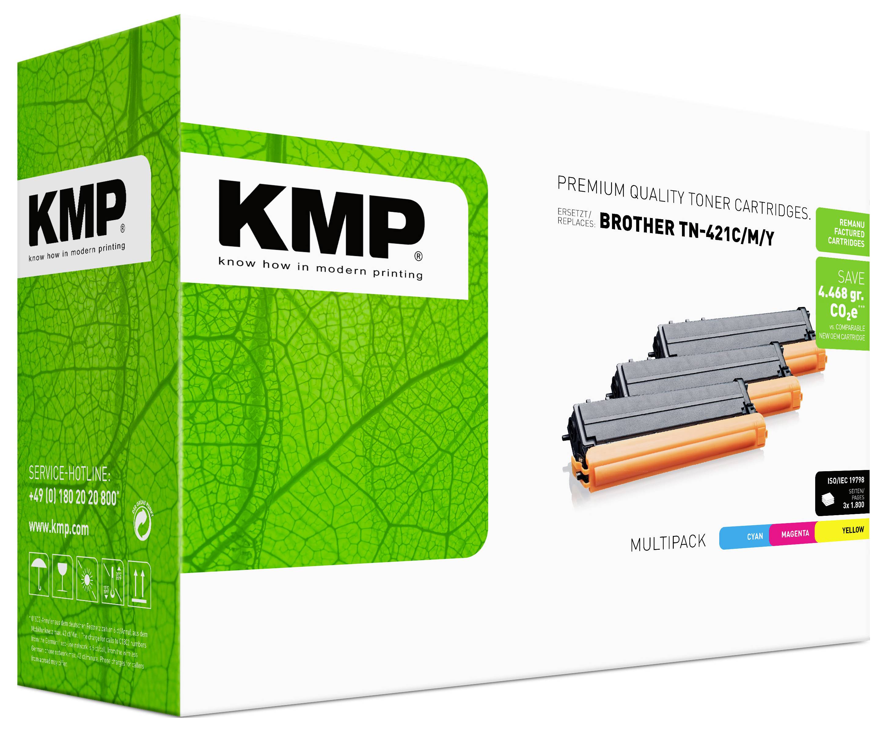 KMP Cassette de toner remplace Brother TN-247C, TN-247M, TN-247Y, TN247C, TN247M, TN247Y compatible cyan, magenta, jaune 2300 pages B-T125X — Photo 3 sur 3