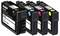 Cztery wkłady atramentowe oznaczone jako 'KMP Recycled Inkjet Cartridge' w kolorach czarnym, błękitnym, purpurowym i żółtym, kompatybilne z drukarkami Epson 34XL.