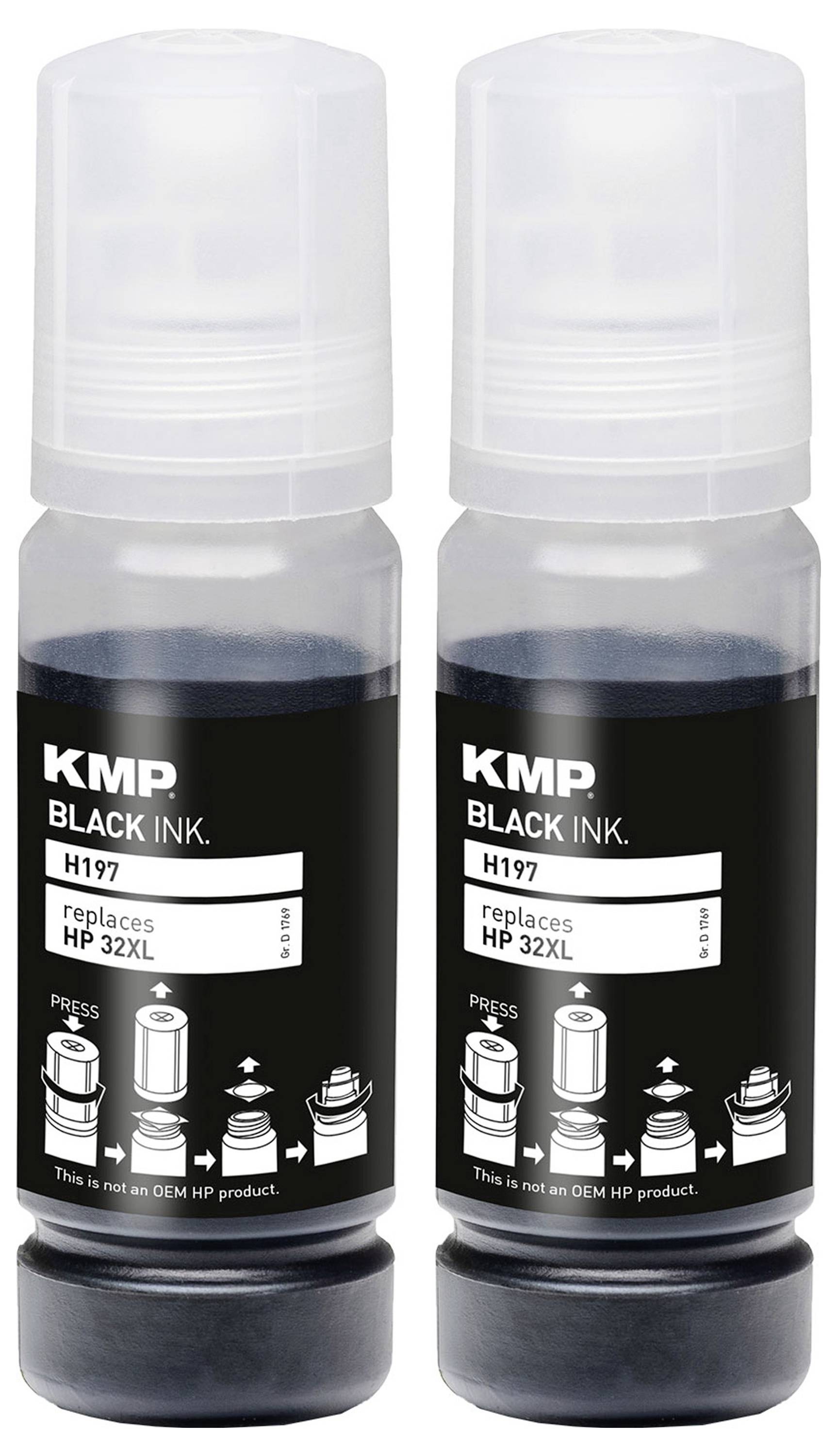 Запасний комплект для заправки KMP HP 32XL, 1VV24AE, 2 шт., чорний, 140 мл H197 1769.0001