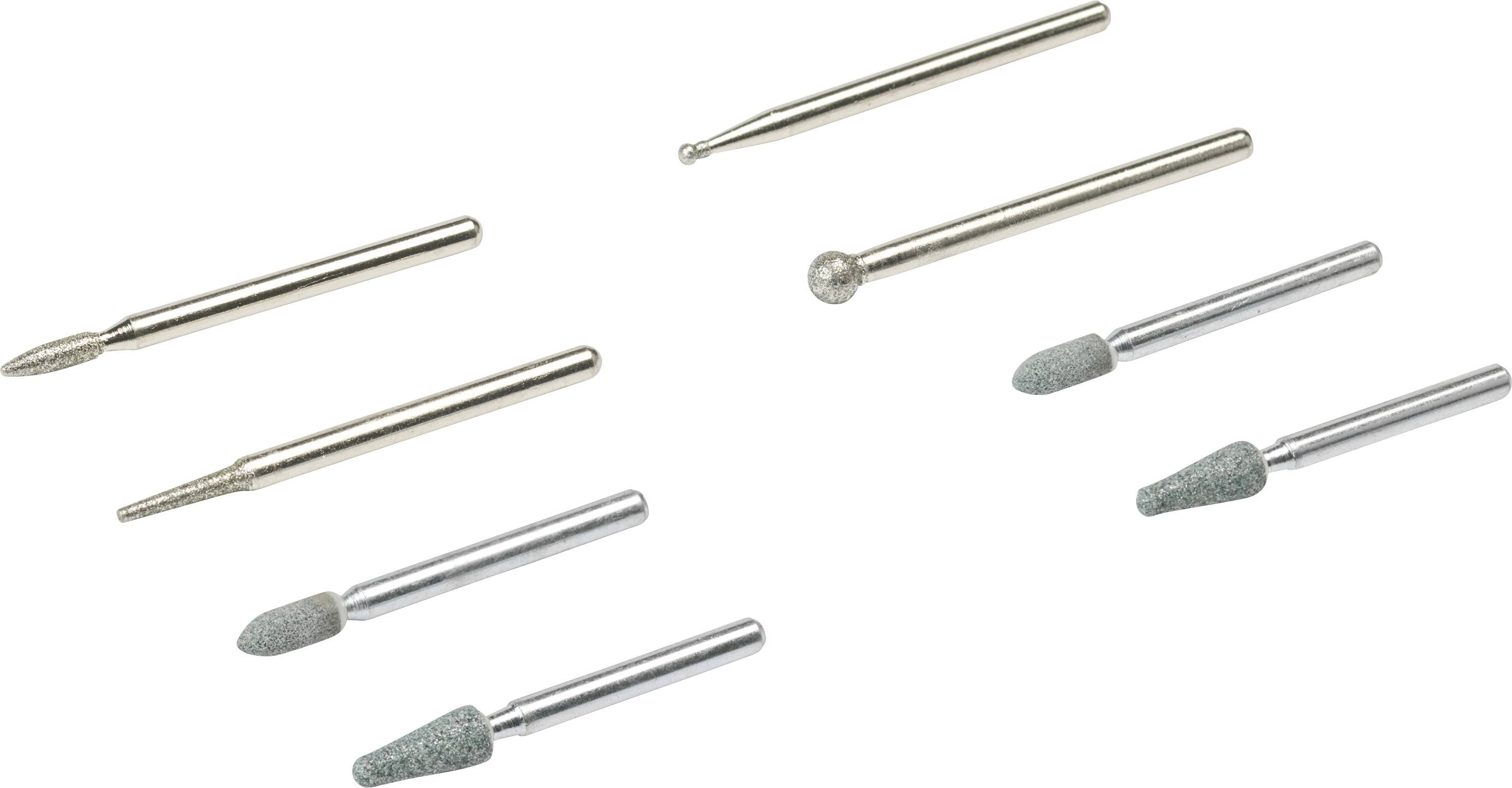 Różne rodzaje narzędzi frezarskich i szlifierskich do precyzyjnej obróbki metalu, prezentowane na białym tle.