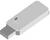 Szary pendrive z symbolem USB; prostokątny, o lekko zaokrąglonych krawędziach, kompaktowy i przenośny.