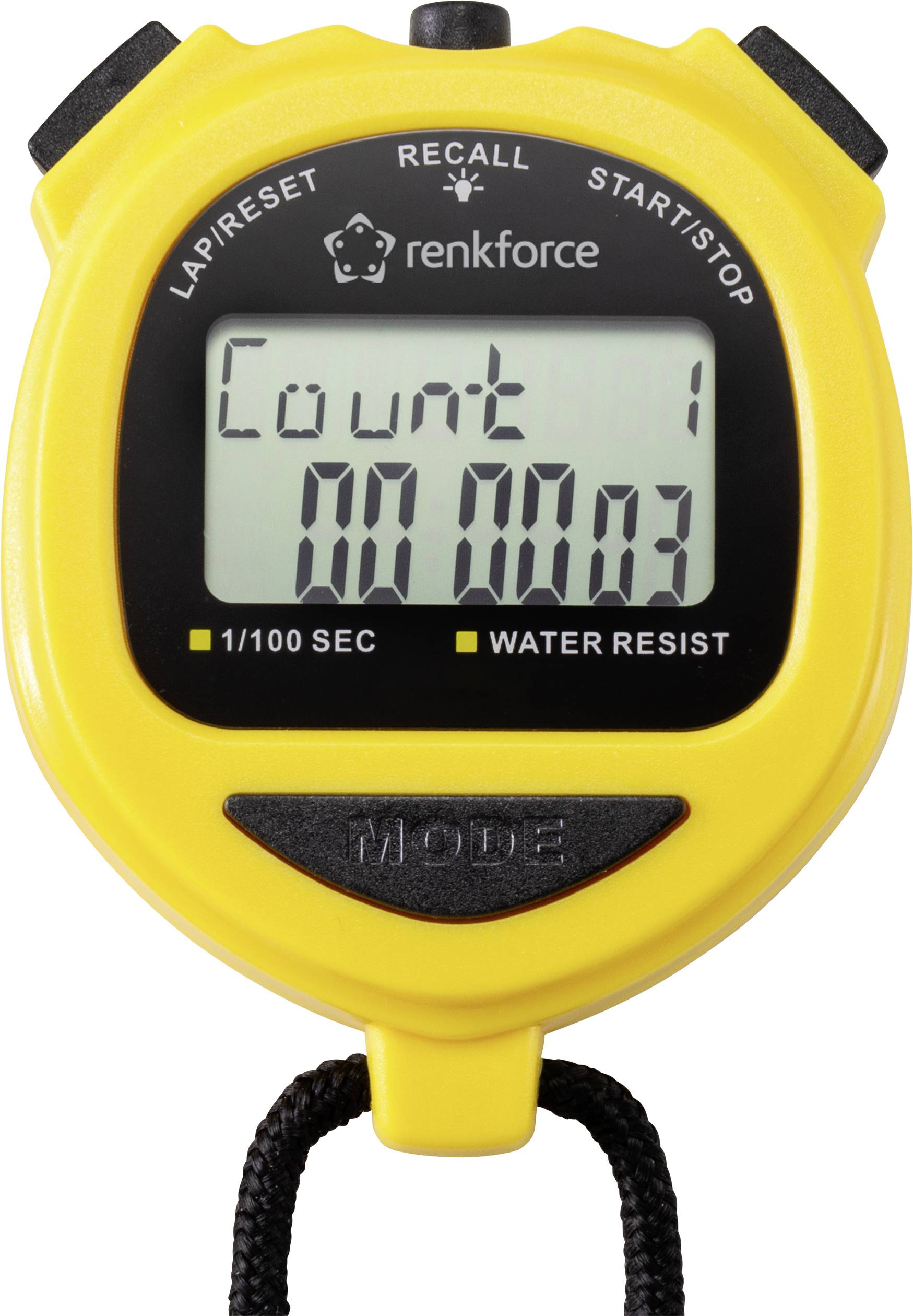 Цифровий секундомір Renkforce RF-SW-120 жовтого кольору