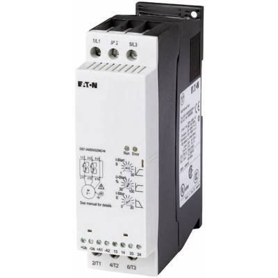 Białe elektryczne przekaźnik nadzorczy firmy Eaton z wieloma zaciskami i przełącznikami obrotowymi, stosowany do monitorowania obwodów elektrycznych.