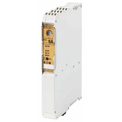 Urządzenie przemysłowe z pomarańczową etykietą wyświetlającą '9A' i znak firmowy. Elektroniczny moduł sterujący lub przełącznikowy, ustawiony pionowo.