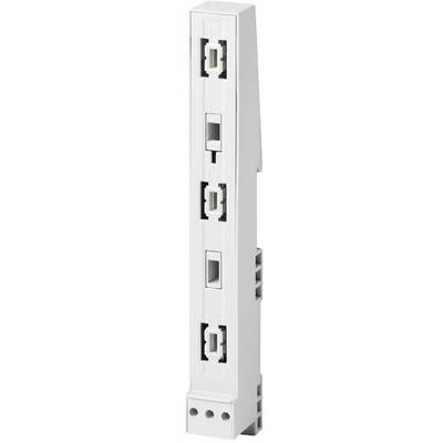 Biały, prostokątny adapter z pionowo rozmieszczonymi gniazdami. Jest przeznaczony do montażu w urządzeniach elektronicznych.