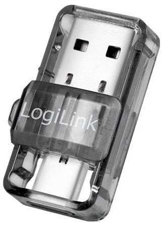 Pendrive LogiLink z przezroczystą obudową z tworzywa sztucznego, przedstawiający dwa różne złącza.