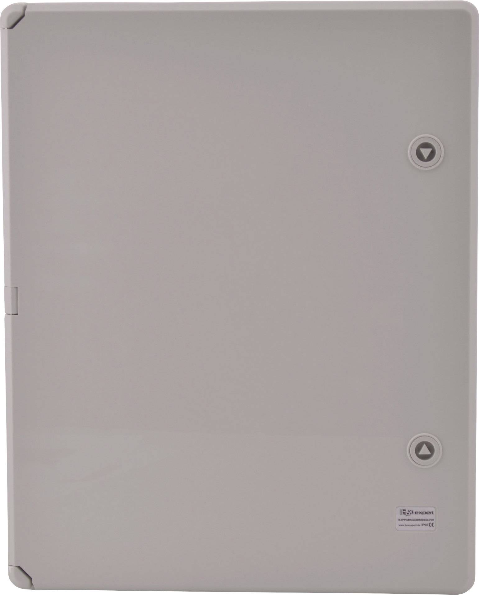 Jasnoszara, prostokątna obudowa z tworzywa sztucznego z dwoma małymi, okrągłymi śrubami po prawej stronie.