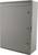Szafa elektryczna w kolorze szarym, lakierowana, wyposażona w trzy widoczne zawiasy po prawej stronie, przeznaczona do użytku przemysłowego lub komercyjnego.
