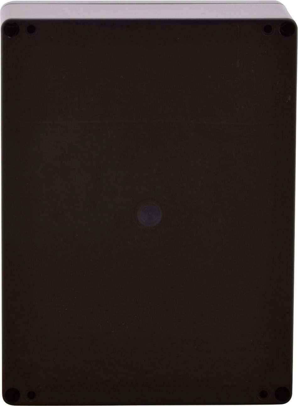 Brązowa, prostokątna obudowa o gładkiej powierzchni i zaokrąglonych narożnikach, prawdopodobnie odpowiednia do zastosowań elektronicznych.