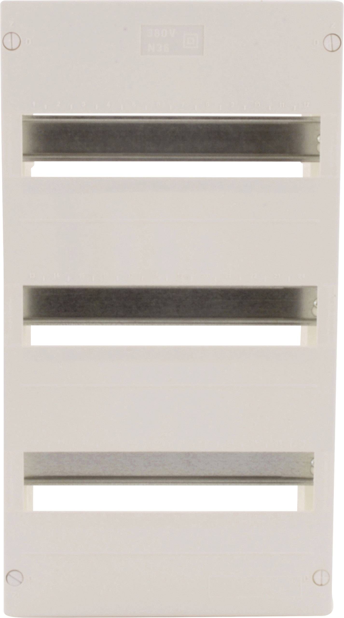 Trzy poziome szczeliny wentylacyjne w prostokątnym białym panelu.