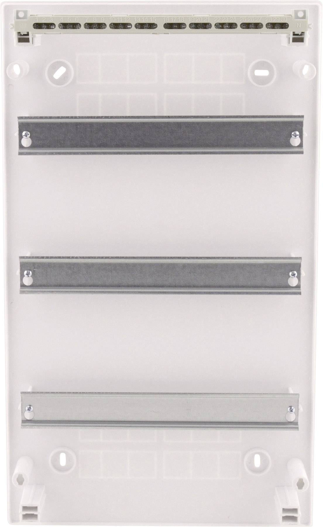 Tylna obudowa z tworzywa sztucznego z trzema stabilnymi mocowaniami metalowymi i predefiniowanymi punktami mocowania.