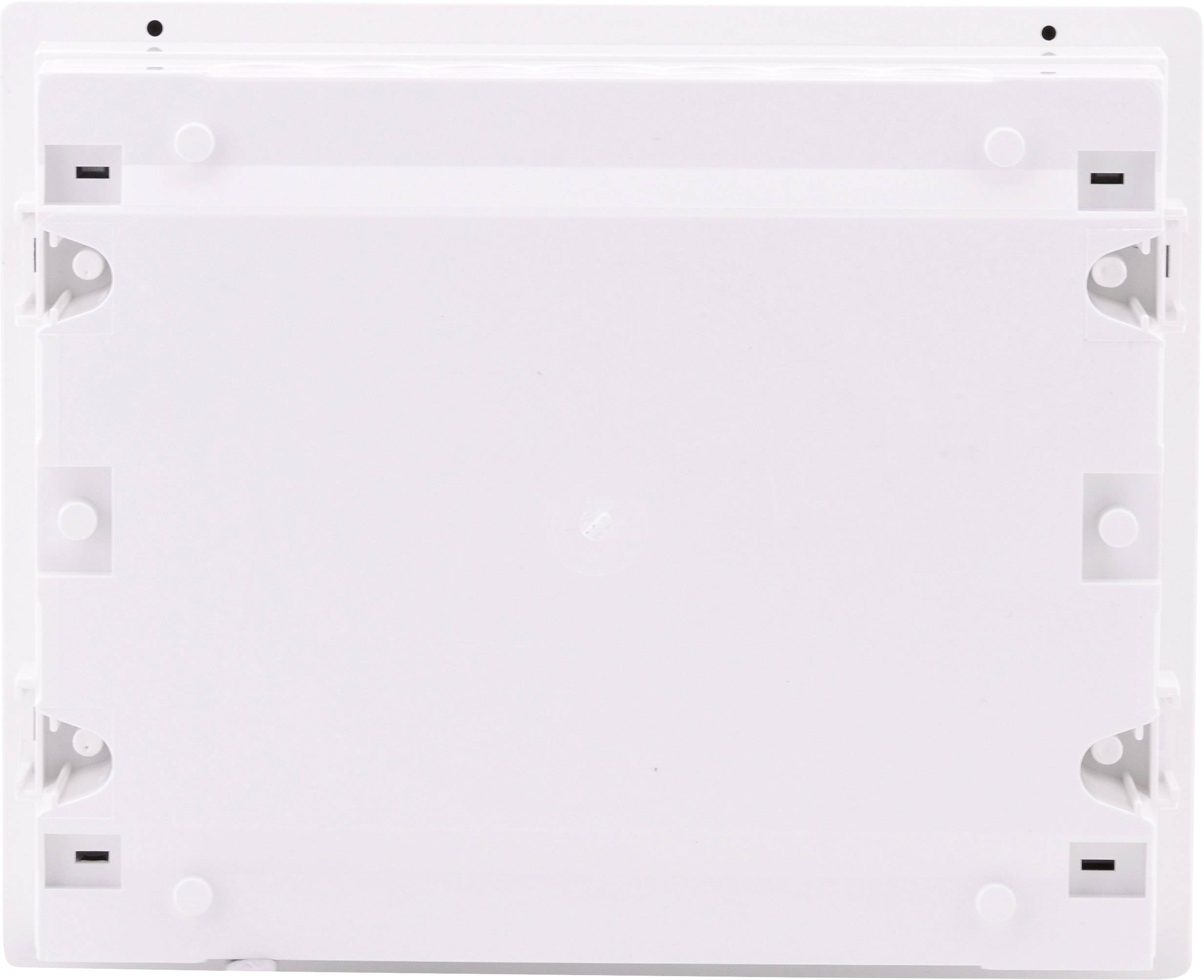 Prostokątna, biała rama z tworzywa sztucznego z wieloma uchwytami i otworami na śruby.