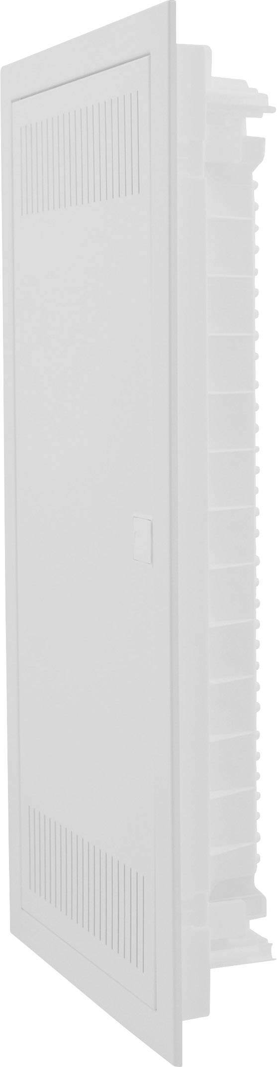 Biała prostokątna obudowa z tworzywa sztucznego z bocznymi otworami wentylacyjnymi, prawdopodobnie pokrywa lub element jakiejś obudowy.