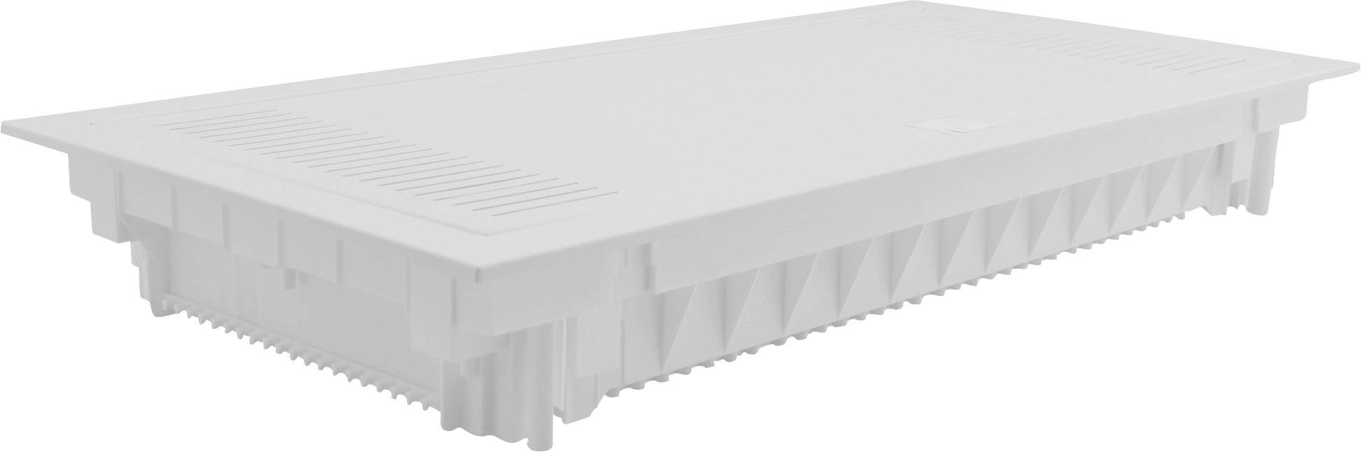 Biała plastikowa wanna z otworami wentylacyjnymi i stożkowatymi żebrami po bokach, leżąca na białej powierzchni.