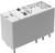 Białe, prostokątne przekaźniki z sześcioma stykami od dołu i specyfikacjami technicznymi na górze. Nadaje się do stosowania w obwodach elektrycznych.