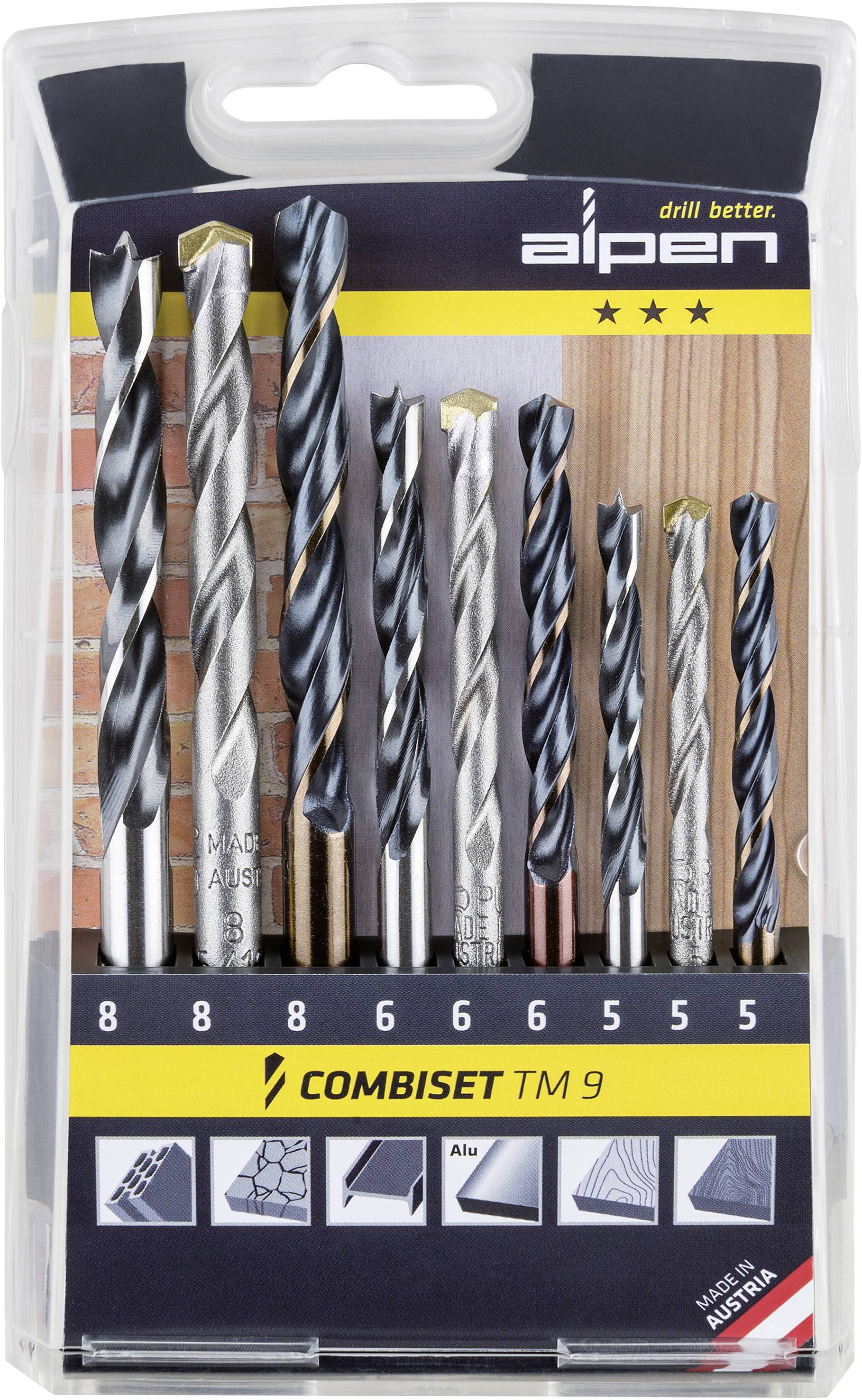 Набір свердел та біт Alpen TM 9 0000802102100, 9 предм.