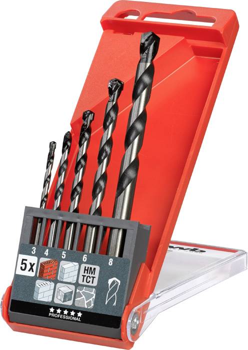 Набір свердел по бетону kwb 044300 3 мм, 4 мм, 5 мм, 6 мм, 8 мм 1 комплект