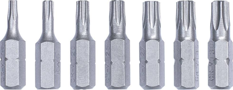 Osiem sylwetek grotów wkrętaków w rzędzie, ułożonych od lewej do prawej, każdy z innym kształtem końcówki.