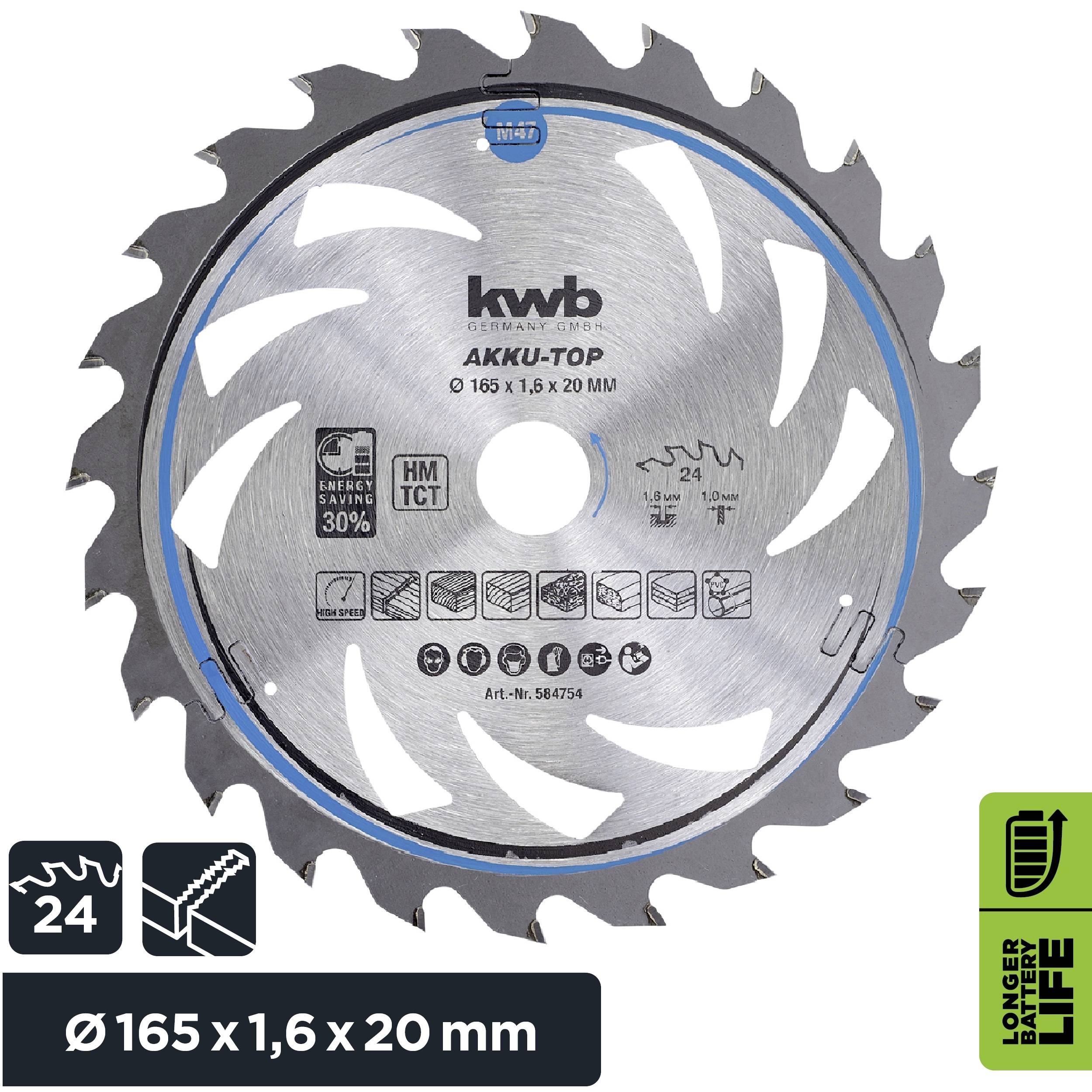 Tarcza piły tarczowej: Ø 165 x 1,6 x 20 mm, 24 zęby, do pilarek akumulatorowych, dłuższa żywotność, precyzyjne cięcie, odpowiednia do prac drewnotwórczych.