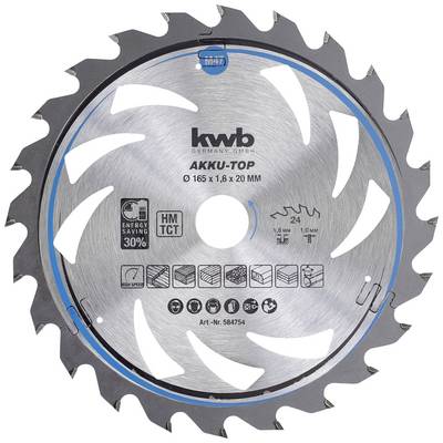Metalowa tarcza piły z niebieskim pierścieniem. Nazwa marki i szczegóły produktu są wydrukowane na powierzchni, w tym rozmiar: 165 x 1,6 x 20 mm.