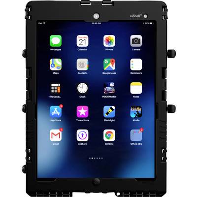 Tablet z czarną obudową wyświetla aplikacje na ekranie głównym, w tym wiadomości, zdjęcia i Google Maps. Godzina: 22:45.