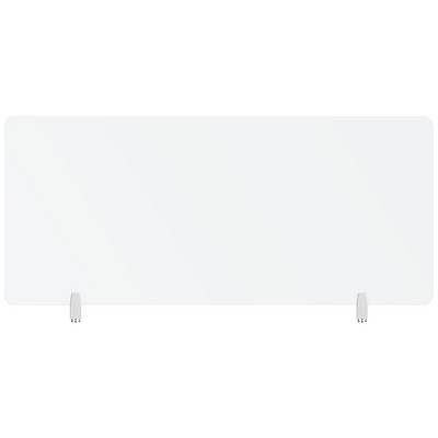 Pusta tablica whiteboard z dwoma małymi podstawkami u dołu.