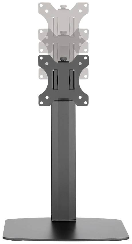 Stojak na monitor z regulowanym uchwytem, odpowiedni dla różnych rozmiarów ekranów, umieszczony na stabilnej podstawie.