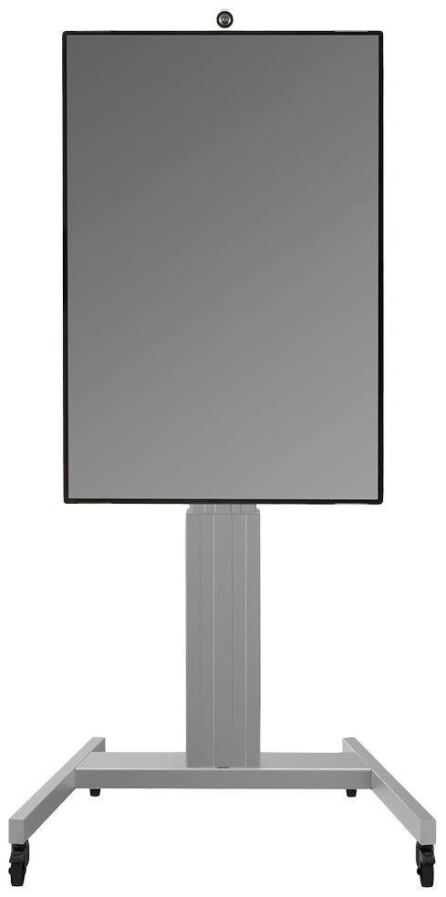 Tablica prezentacyjna na kółkach, pionowa, z podstawą i czterema kółkami, idealna do prezentacji i spotkań.