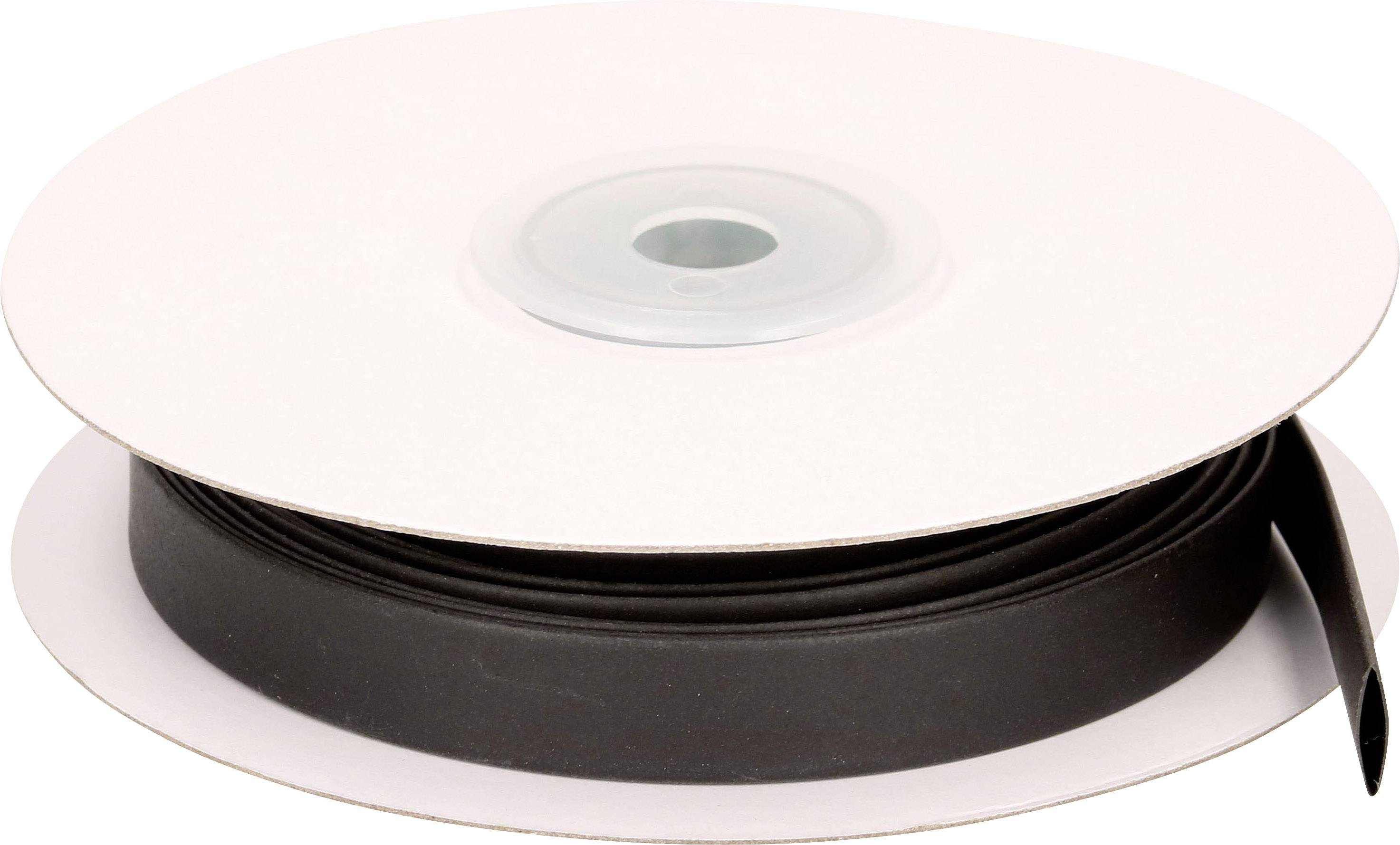 Czarna taśma kauczukowa na rolce" przedstawia rolkę czarnej taśmy kauczukowej, która jest używana do uszczelniania lub izolacji.