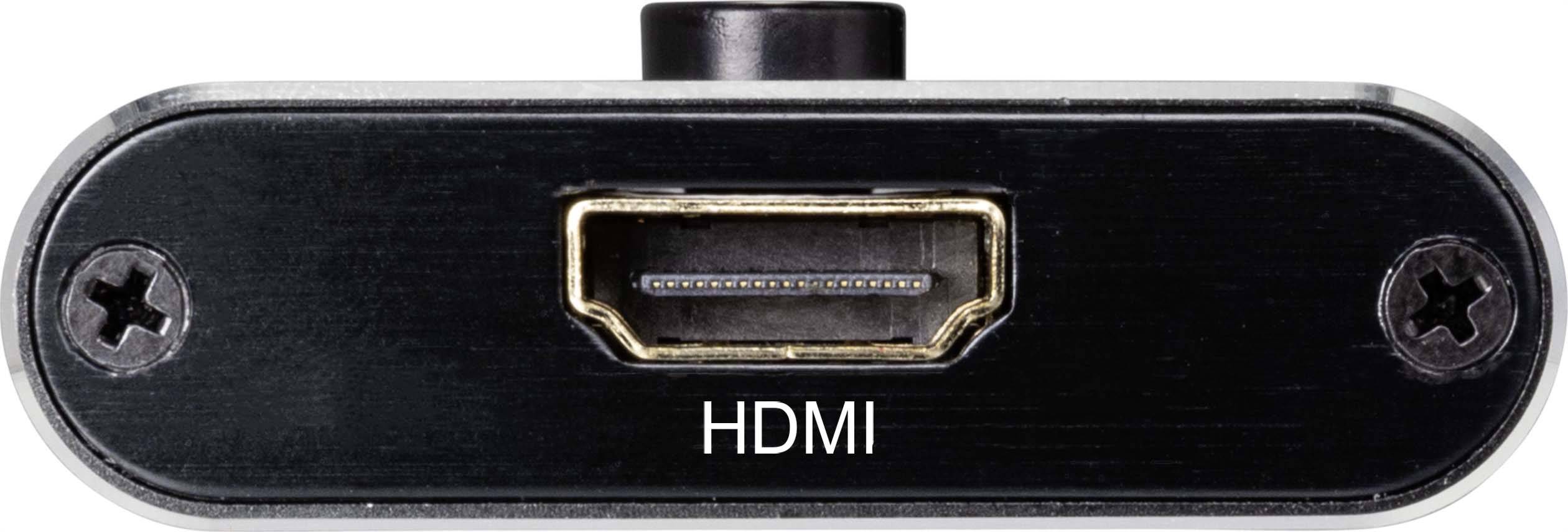 Wyjście HDMI w urządzeniu elektronicznym, które służy do przesyłania sygnałów audio i wideo.