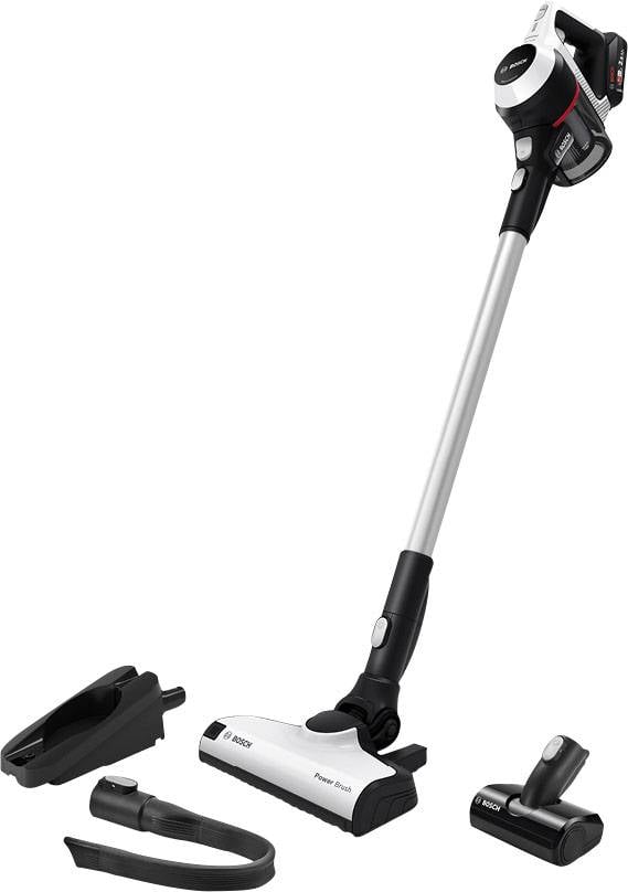 Bezprzewodowy odkurzacz z akcesoriami: ssawka do podłogi, mała końcówka ssąca, uchwyt ścienny. Idealny do elastycznego sprzątania w domu.