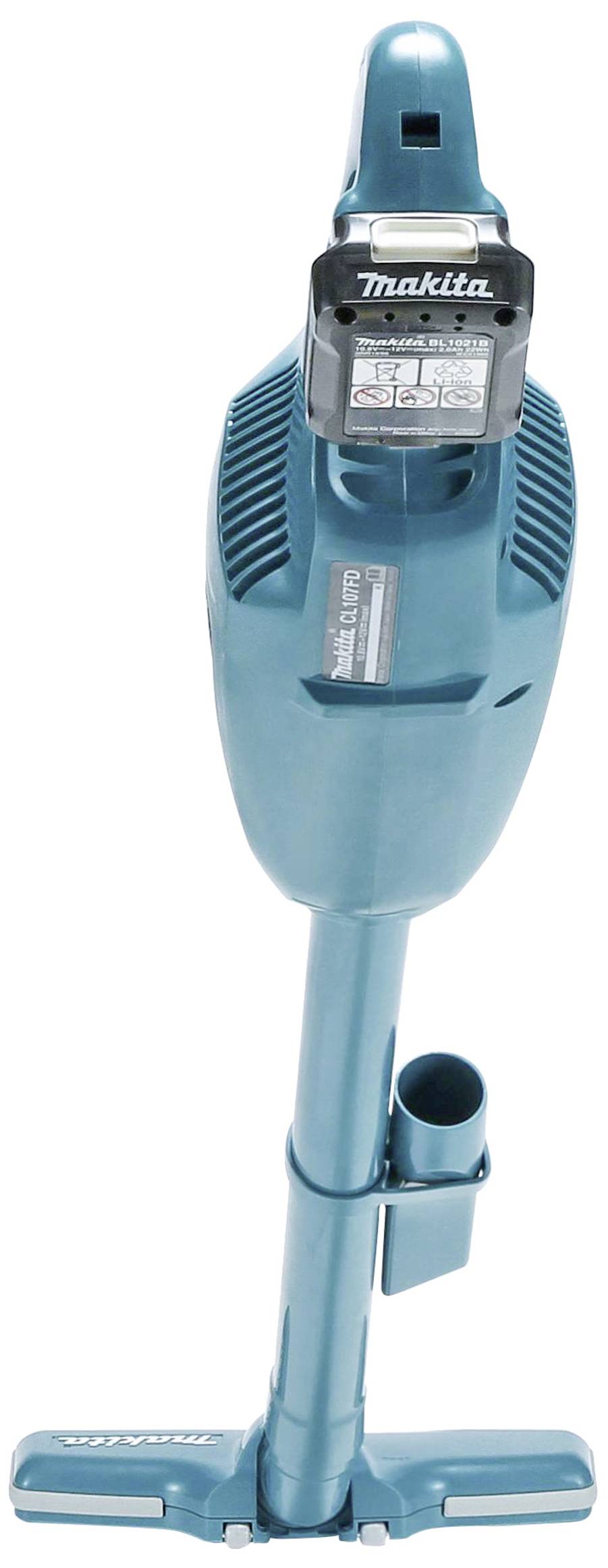 Poręczny, bezprzewodowy odkurzacz pionowy w kolorze niebieskim. Idealnie nadaje się do szybkiego sprzątania małych powierzchni.