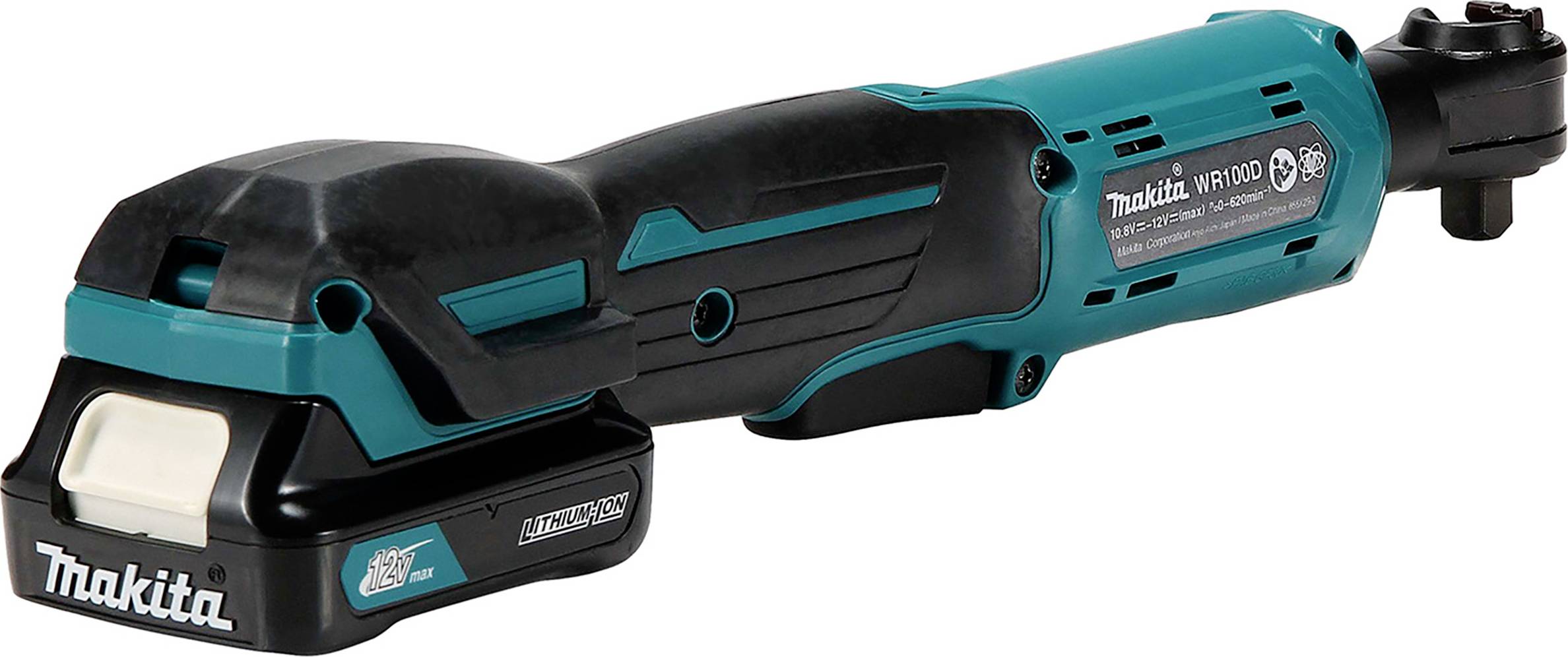 Bezprzewodowe narzędzie elektryczne Makita w niebieskim kolorze z akumulatorem, odpowiednie do różnorodnych prac rzemieślniczych i napraw.