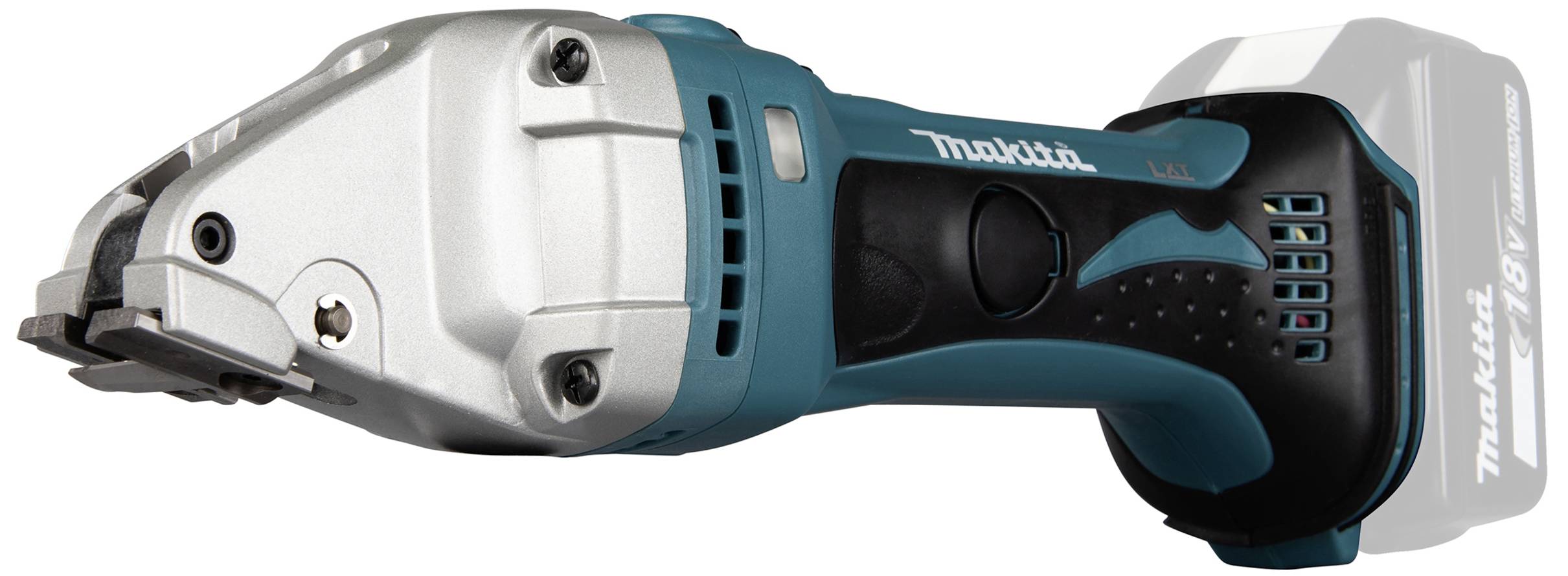 Bezprzewodowe narzędzie elektryczne w niebiesko-czarnej kolorystyce z ergonomicznym uchwytem, idealne do szybkiego i precyzyjnego cięcia.